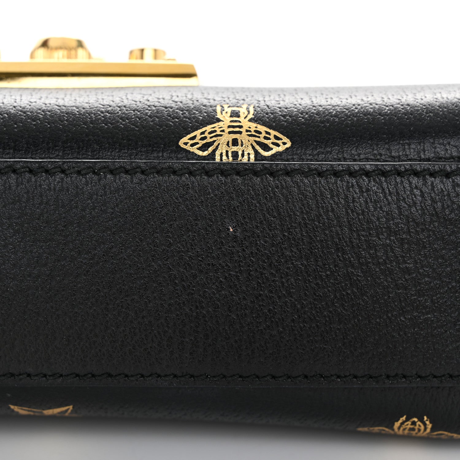 Gucci Grained Calfskin Bee Star Small Padlock Shoulder Bag Black 11 of 12
