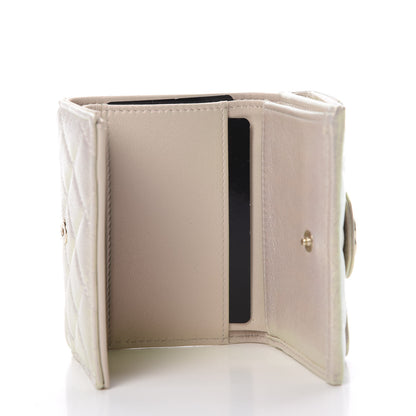 Chanel Iridescent Lambskin Quilted Double Flap Wallet Ivory 5 of 9