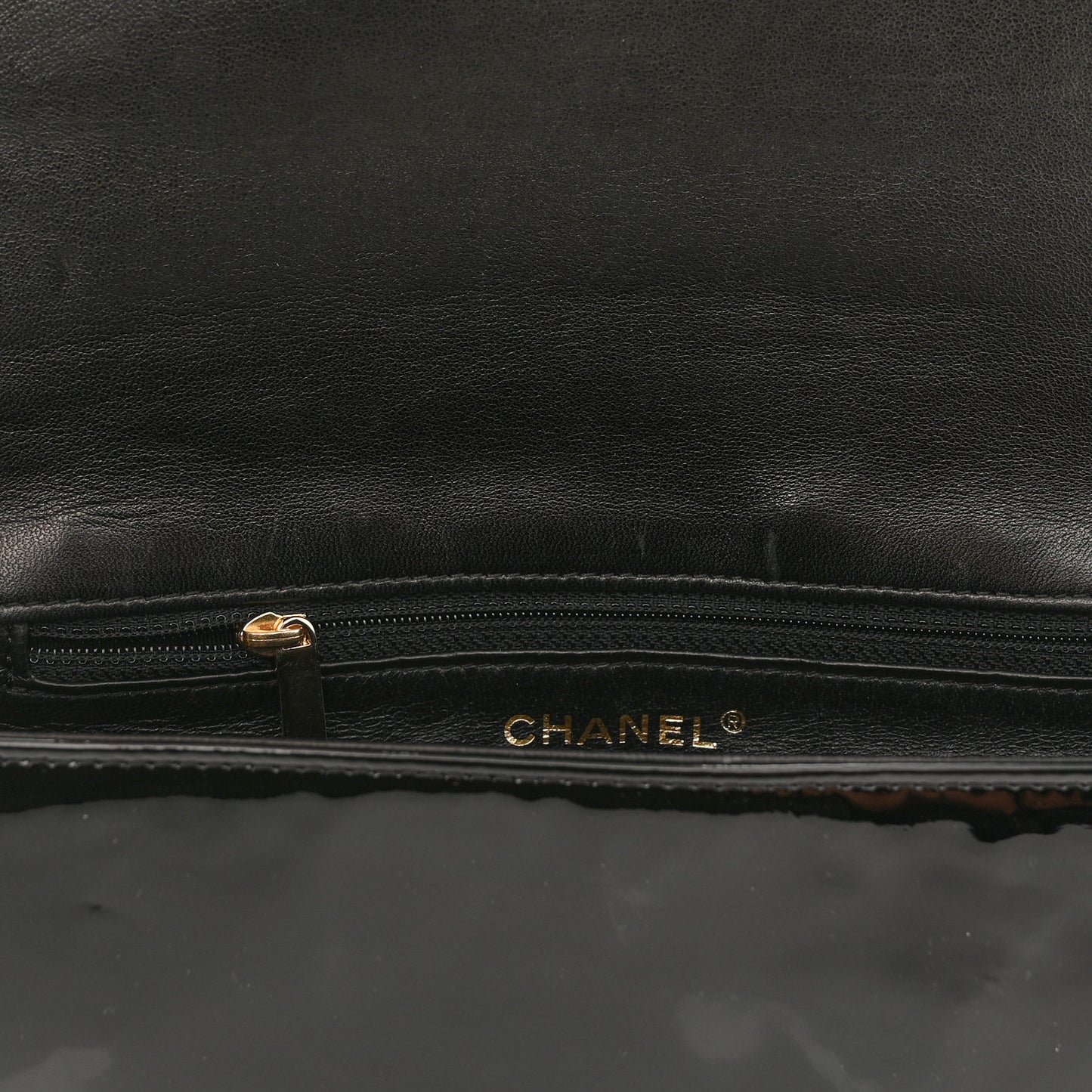 Patent Baguette Crystal CC Flap Bag Black
