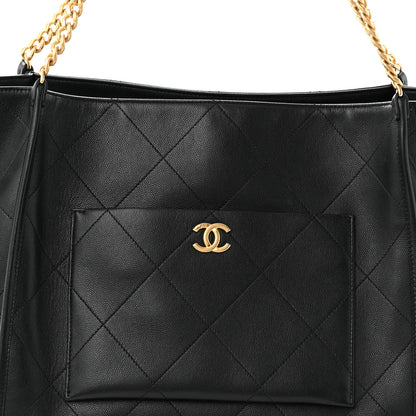 Chanel Caviar Stitched Pocket CC Large Tote Black 9 of 11