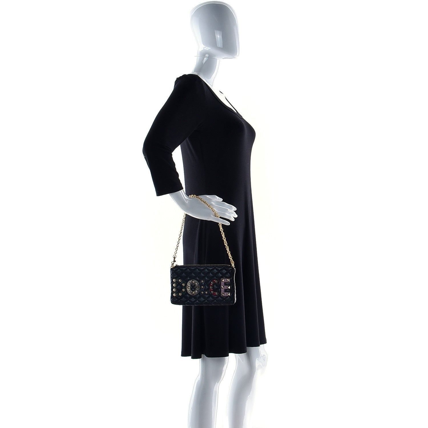 Dolce & Gabbana Lambskin Watersnake Embellished Lucia Crosssbody Bag Black 2 of 10