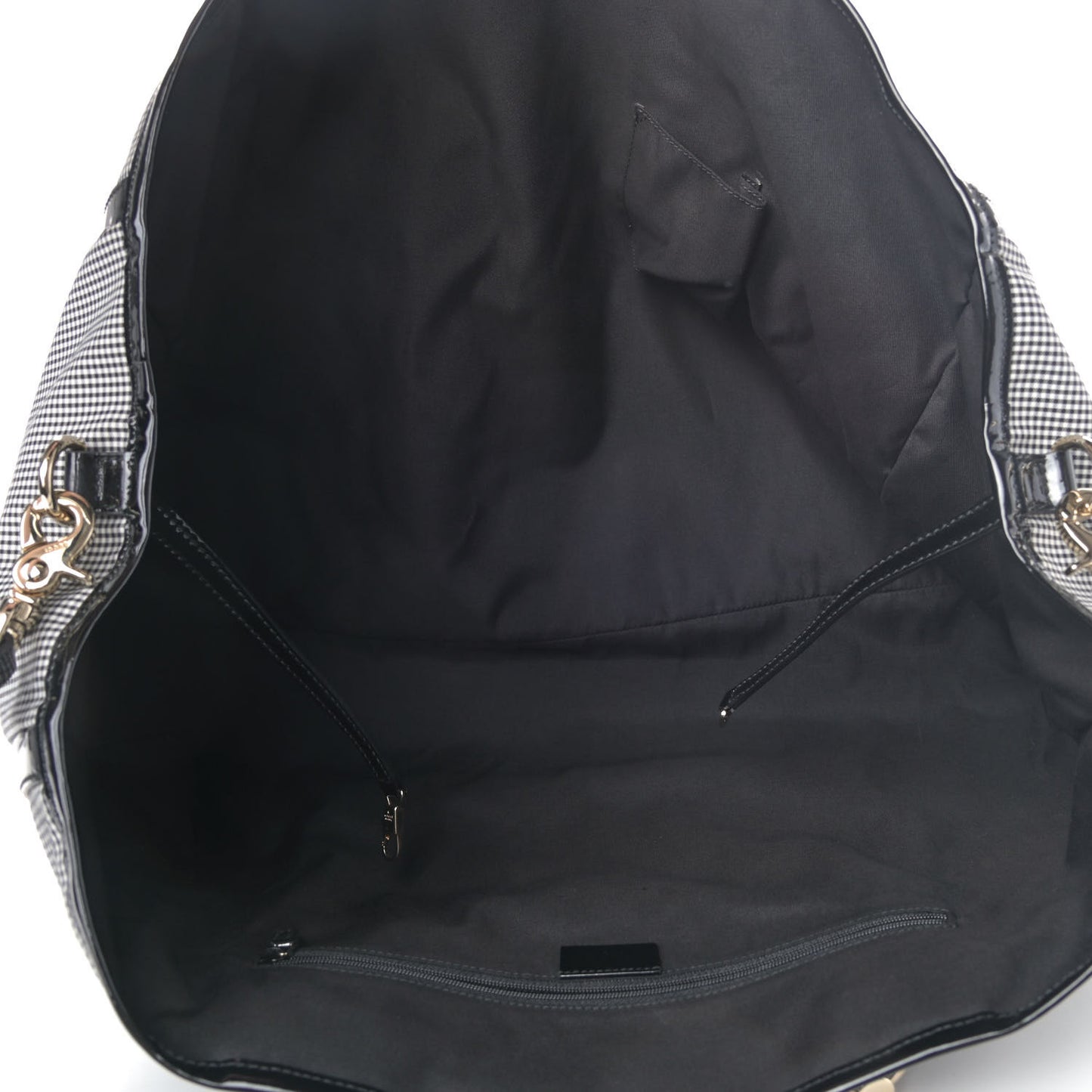 Patent Canvas Plaid Large Bamboo Tote Black