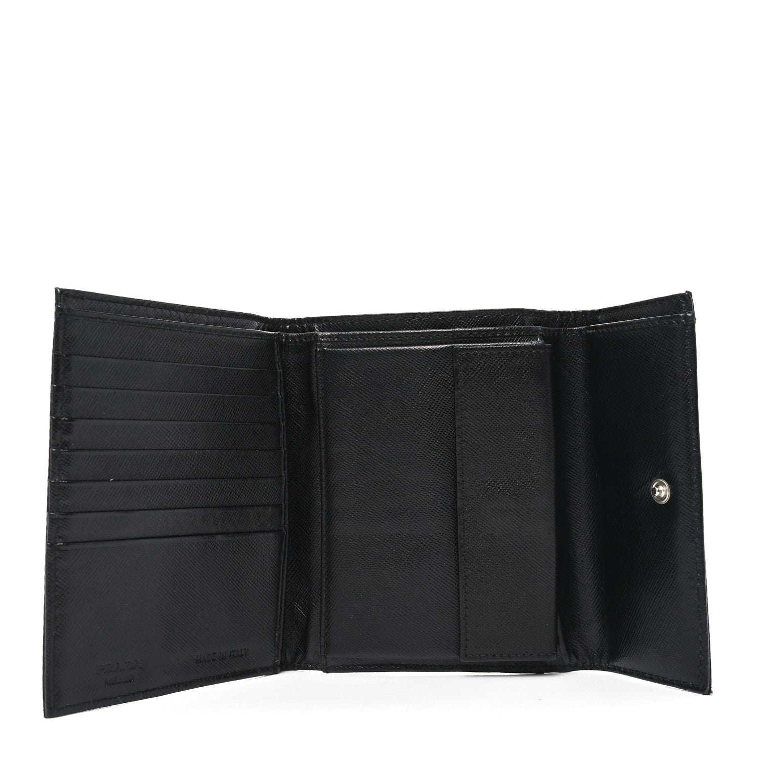 Prada Tessuto Nylon Saffiano Tri-Fold Compact Wallet Black 5 of 6