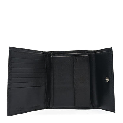 Prada Tessuto Nylon Saffiano Tri-Fold Compact Wallet Black 5 of 6