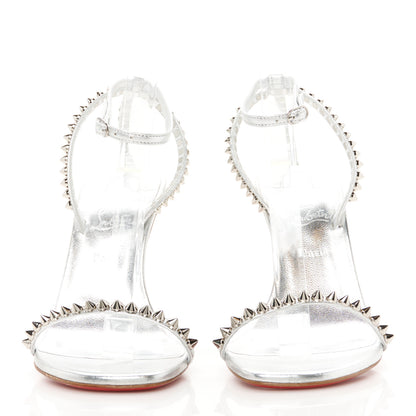 Christian Louboutin Metallic Kid Spiked So Me 100 Sandals 36 Silver 3 of 8