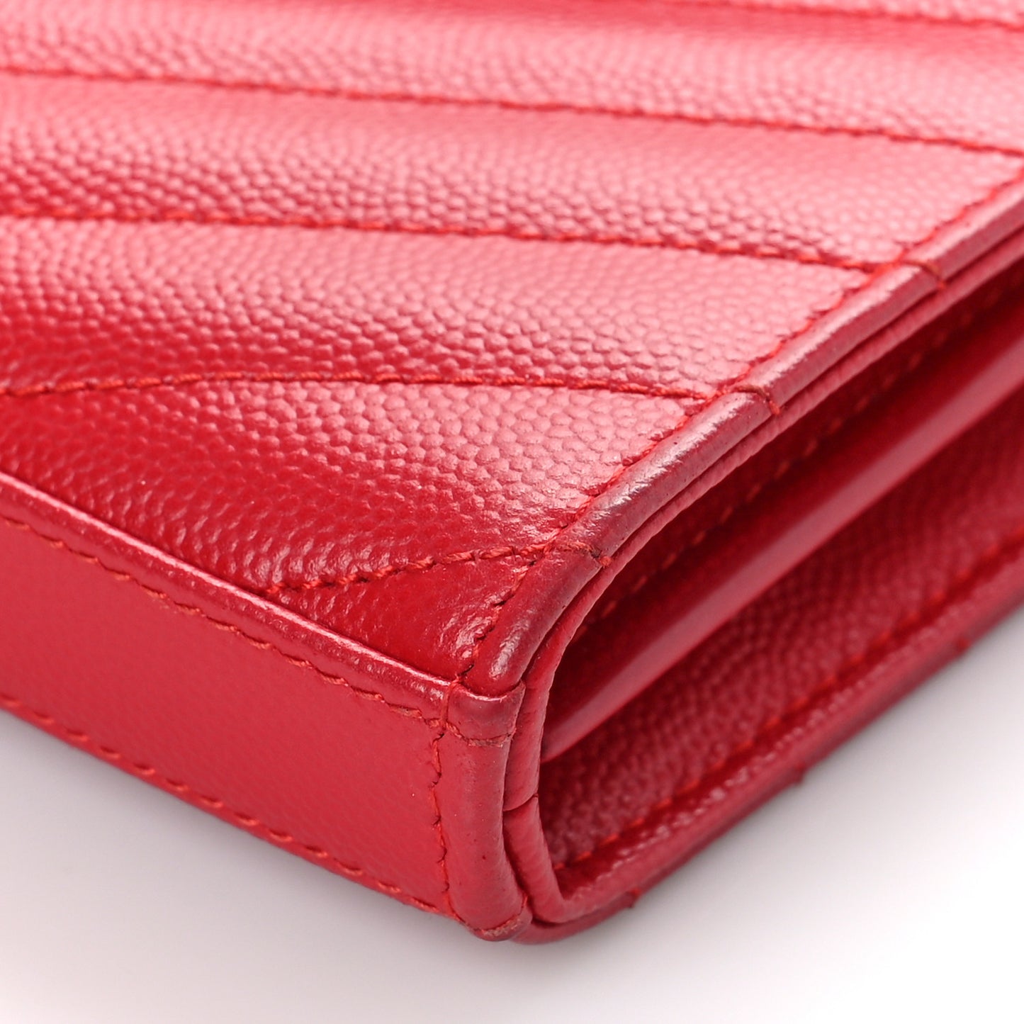 Grain De Poudre Matelasse Chevron Monogram Chain Wallet New Red