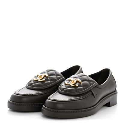 Chanel Lambskin Quilted CC Turnlock Loafers 37 Brown 4 of 9