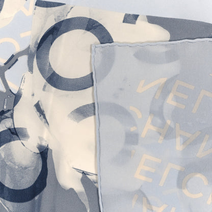 Chanel Silk Cambon Scarf White Blue 3 of 3