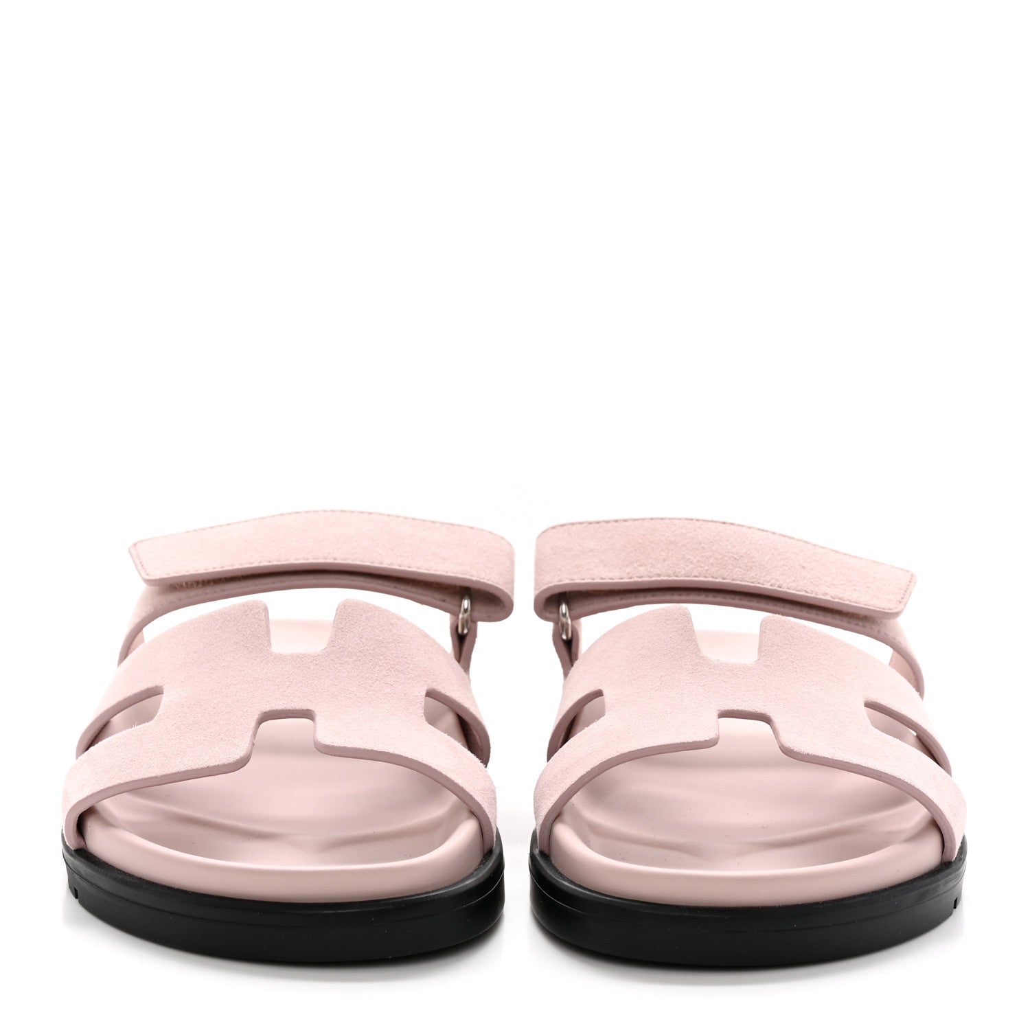 Hermes Suede Goatskin Womens Chypre Sandals 35.5 Rose Porcelaine 2 of 10