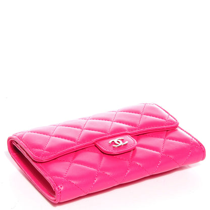 Chanel Lambskin Quilted Small Flap Wallet Dark Pink 5 of 10