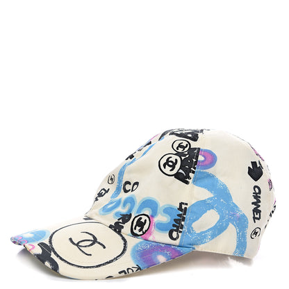 Chanel Canvas Printed Graffiti CC Cap Hat M Ivory Multicolor 1 of 7