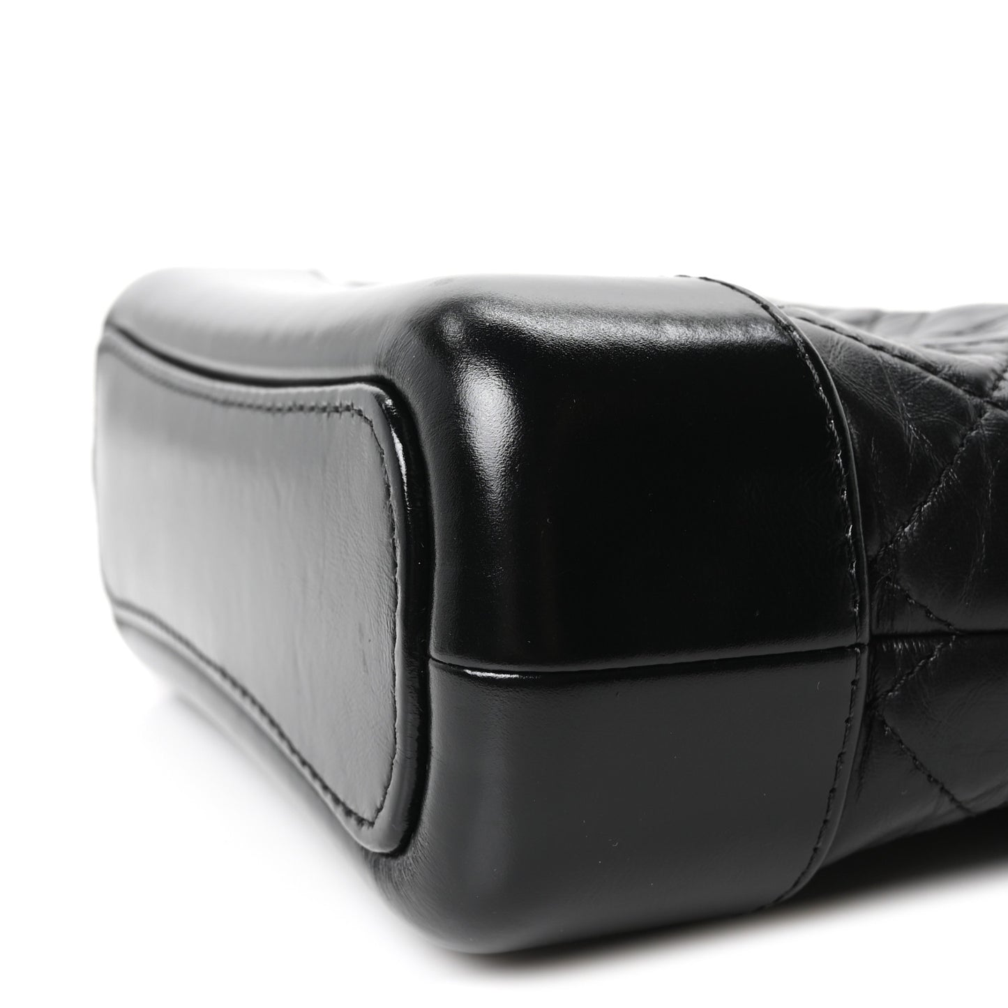 Aged Calfskin Quilted Small Gabrielle Logo Hobo Black