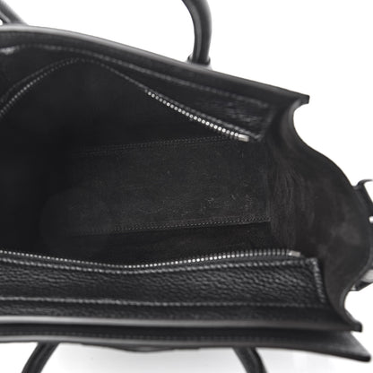 Celine Drummed Calfskin Nano Luggage Black 5 of 10