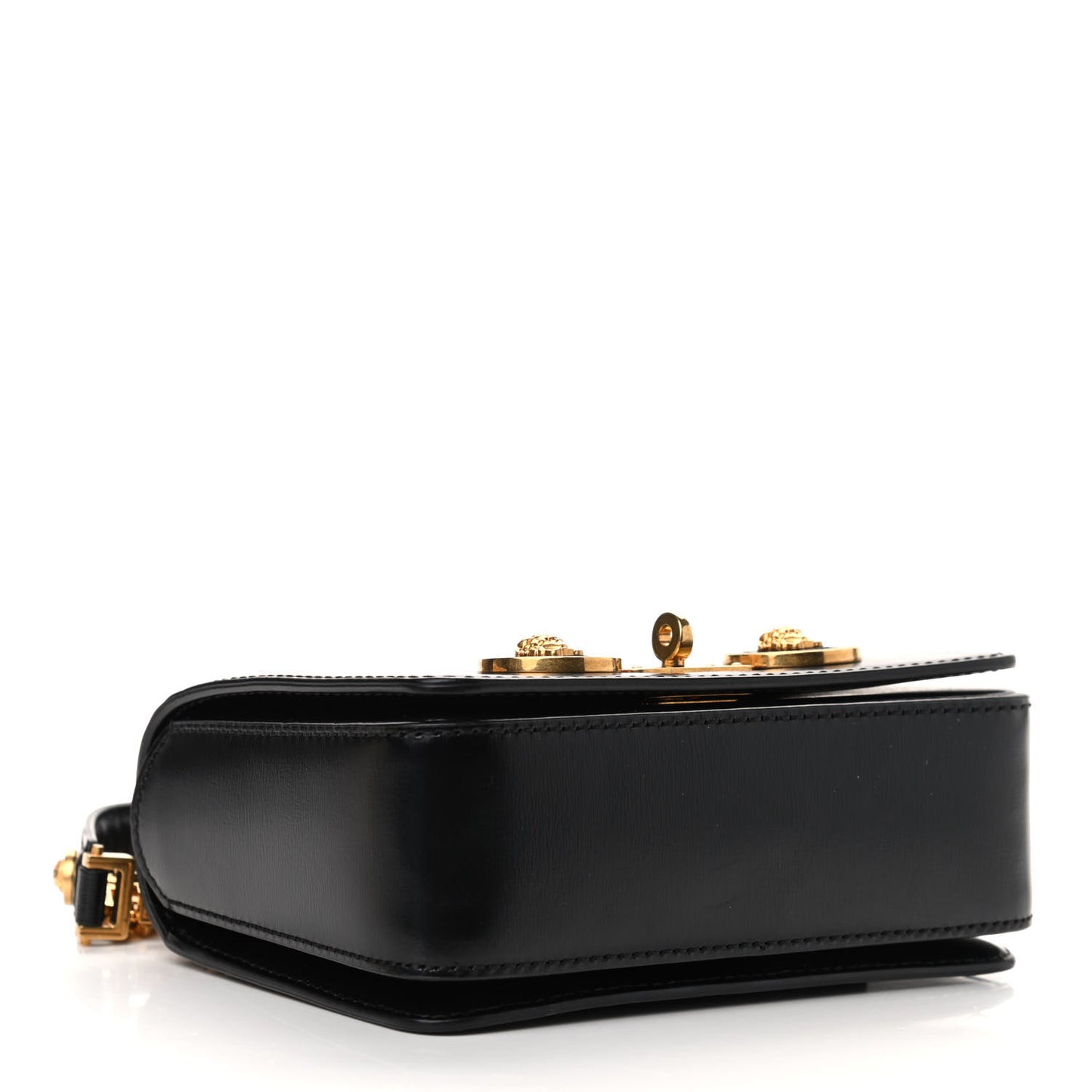 Calfskin Medallion Tribute Shoulder Bag Black