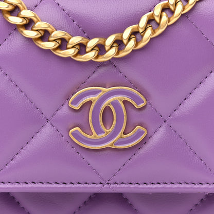 Chanel Lambskin Enamel Quilted Pending CC Clutch With Chain Purple 9 of 12