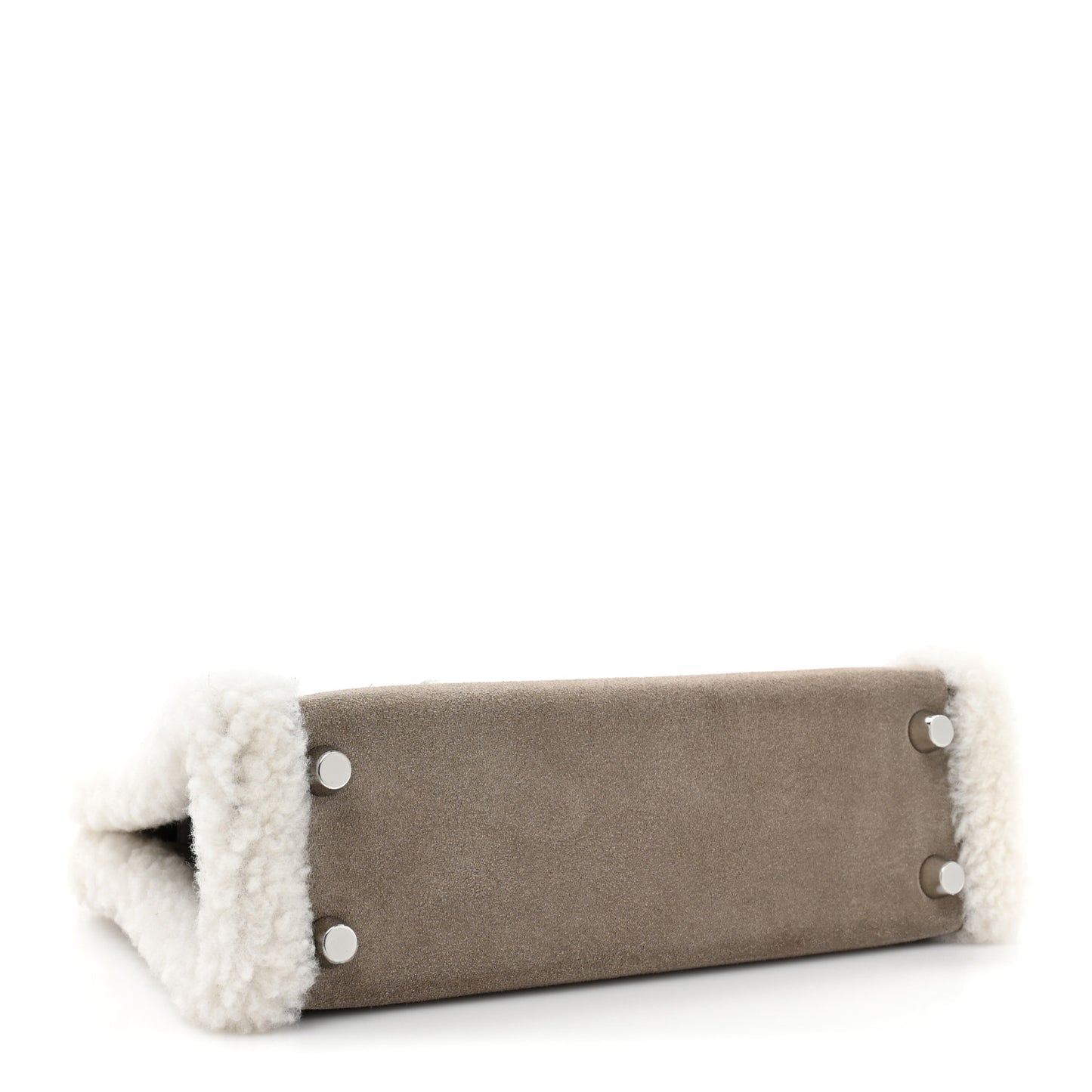 Veau Grizzly Mouton Shearling Swift Teddy Mini Kelly 20 Gris Caillou Ecru Etoupe