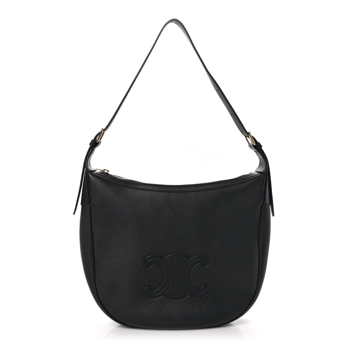 Supple Calfskin Cuir Triomphe Heloise Shoulder Bag Black