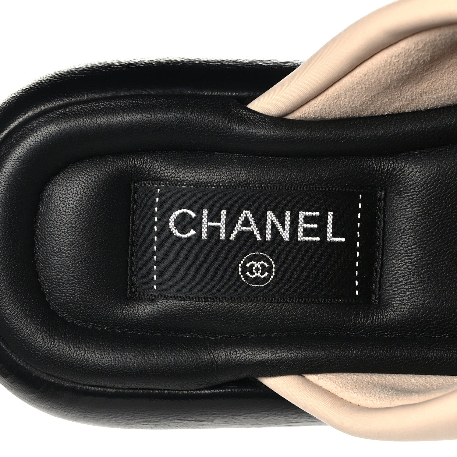 Chanel Fabric CC Mules Sandals 38 Light Beige 7 of 8