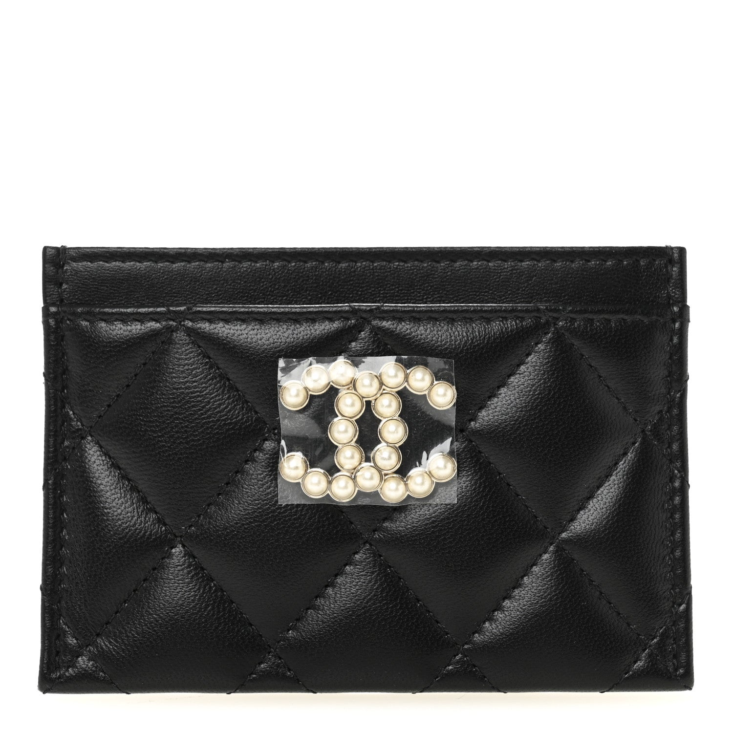 Chanel Lambskin Quilted Pearl CC Chanel Card Holder Black 1 of 9