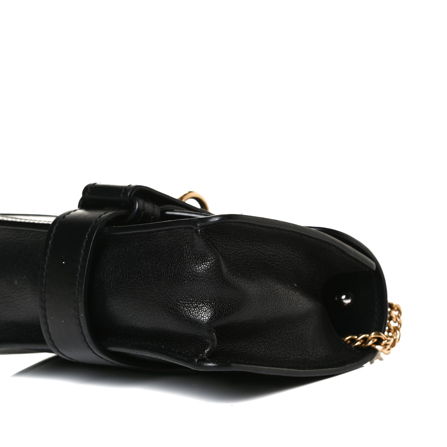 Shiny Goatskin Calfskin Aby Chain Shoulder Bag Black