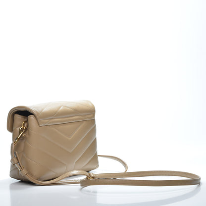 Saint Laurent Calfskin Y Quilted Monogram Toy Loulou Crossbody Bag Latte 2 of 12