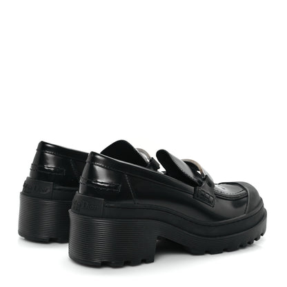 Christian Dior Brushed Calfskin Rubber Dior Code Cap Toe Lug Sole 15mm Loafers 35 Black 5 of 10