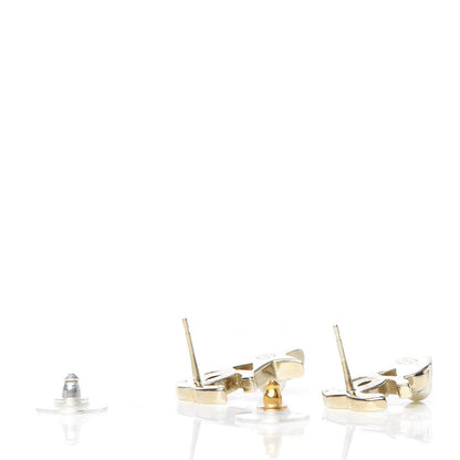 Chanel Crystal Pearl Charming Winter CC Star Heart Earrings Gold 3 of 4