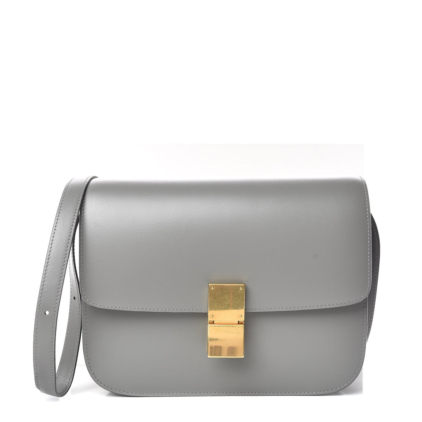 Box Calfskin Medium Classic Box Flap Bag Zinc