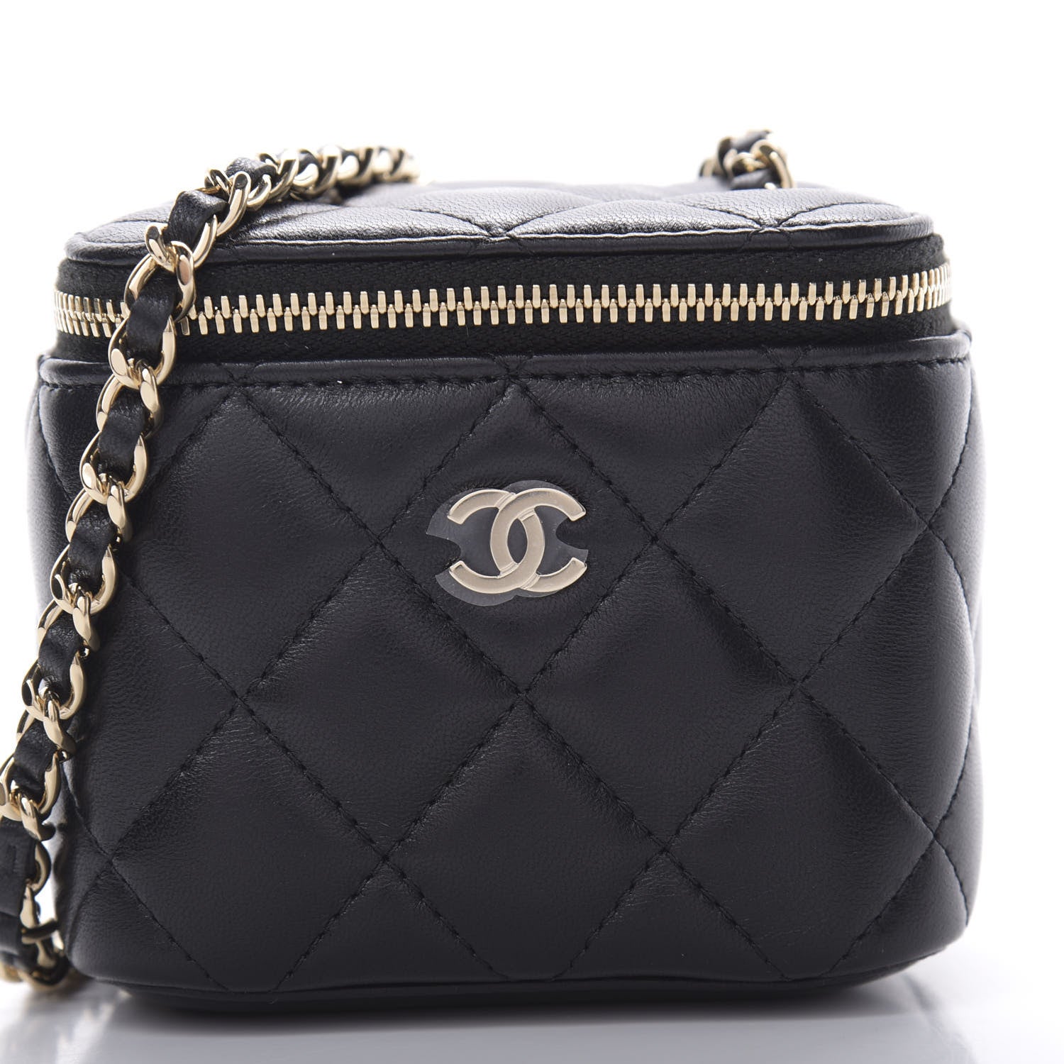 Chanel Lambskin Quilted Mini Vanity Case With Chain Black 8 of 11