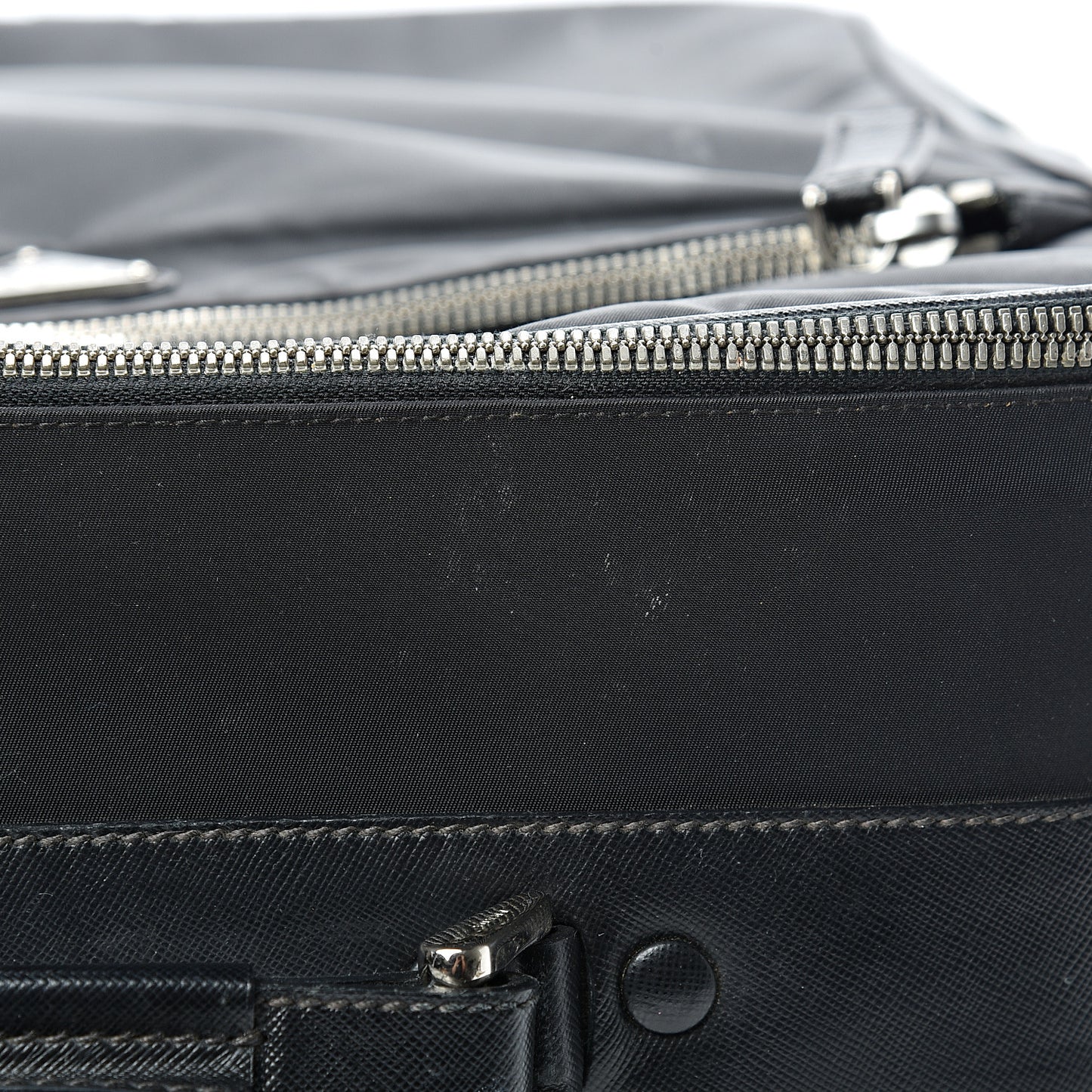 Tessuto Nylon Saffiano Trolley Luggage Black