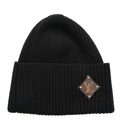 Louis Vuitton Wool LV initials Monogram Beanie Hat Black 1 of 5