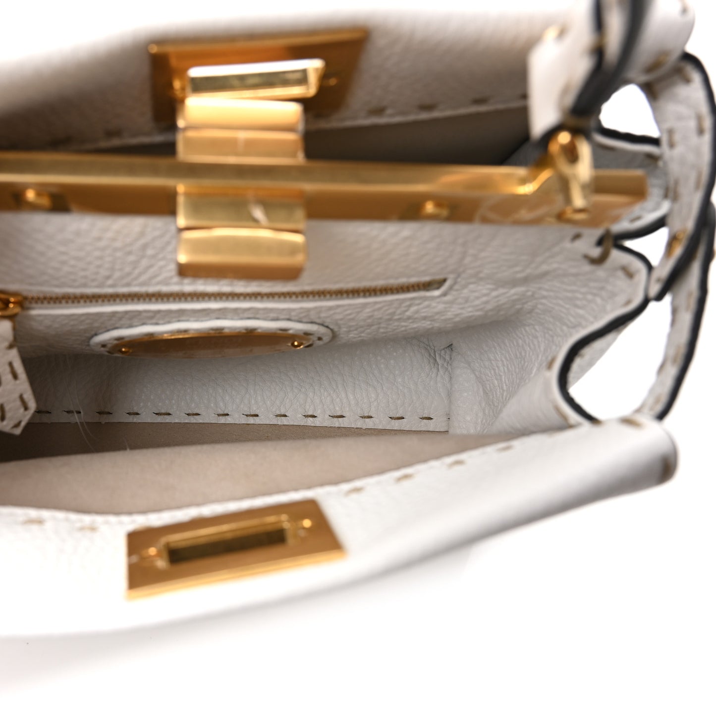 Cuoio Romano Selleria Mini Peekaboo Iconic Satchel White