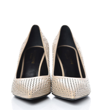 Saint Laurent Calfskin Micro Stud Paris 105 Pumps 36.5 Beige 2 of 10