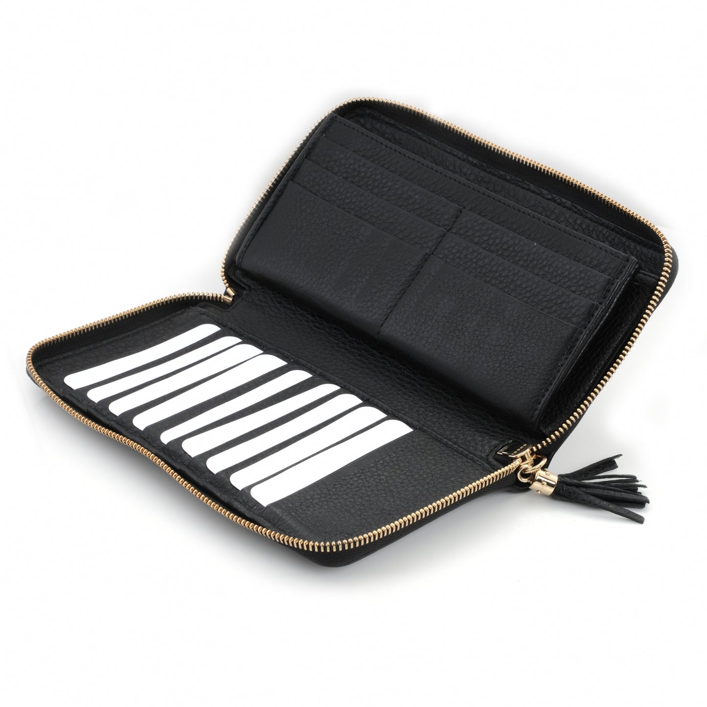 Pebbled Calfskin Soho Zip Around Wallet Black