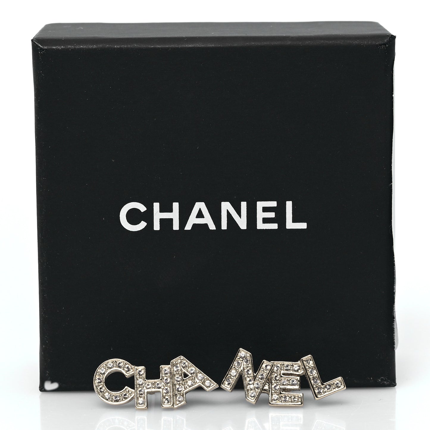 Crystal Cha-Nel Logo Earrings Gold