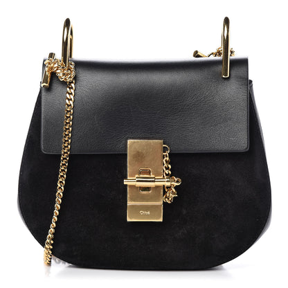 Chloe Suede Calfskin Mini Drew Shoulder Bag Black 1 of 10