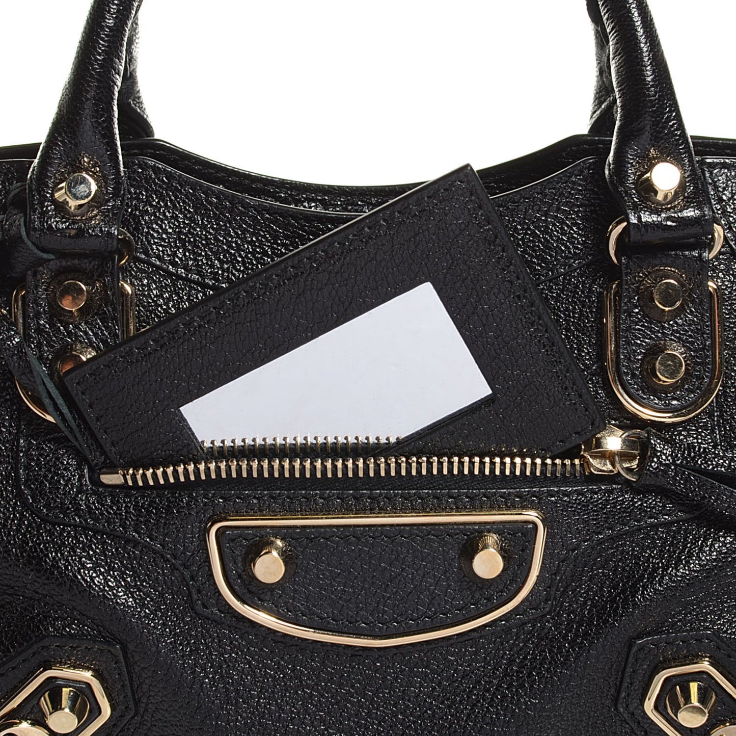 Chevre Gold Metallic Edge Hardware Mini City Black