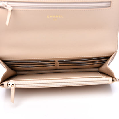 Chanel Lambskin Quilted 19 Wallet On Chain WOC Light Beige 4 of 10