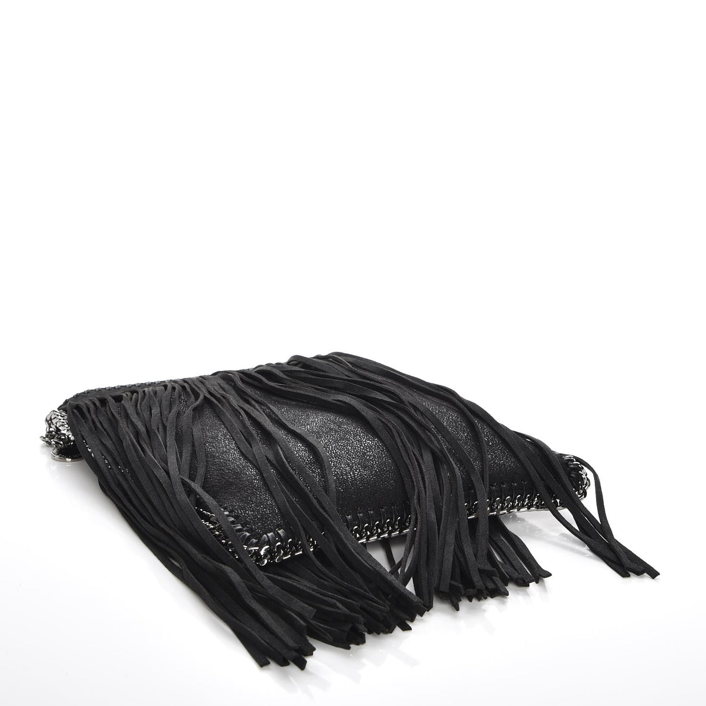 Shaggy Deer Fringe Flat Crossbody Black