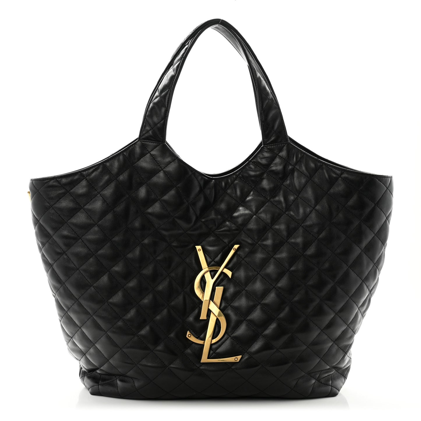 Lambskin Quilted Maxi Icare Shopping Tote Black