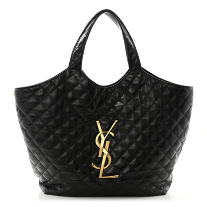 Saint Laurent Lambskin Quilted Maxi Icare Shopping Tote Black 1 of 10