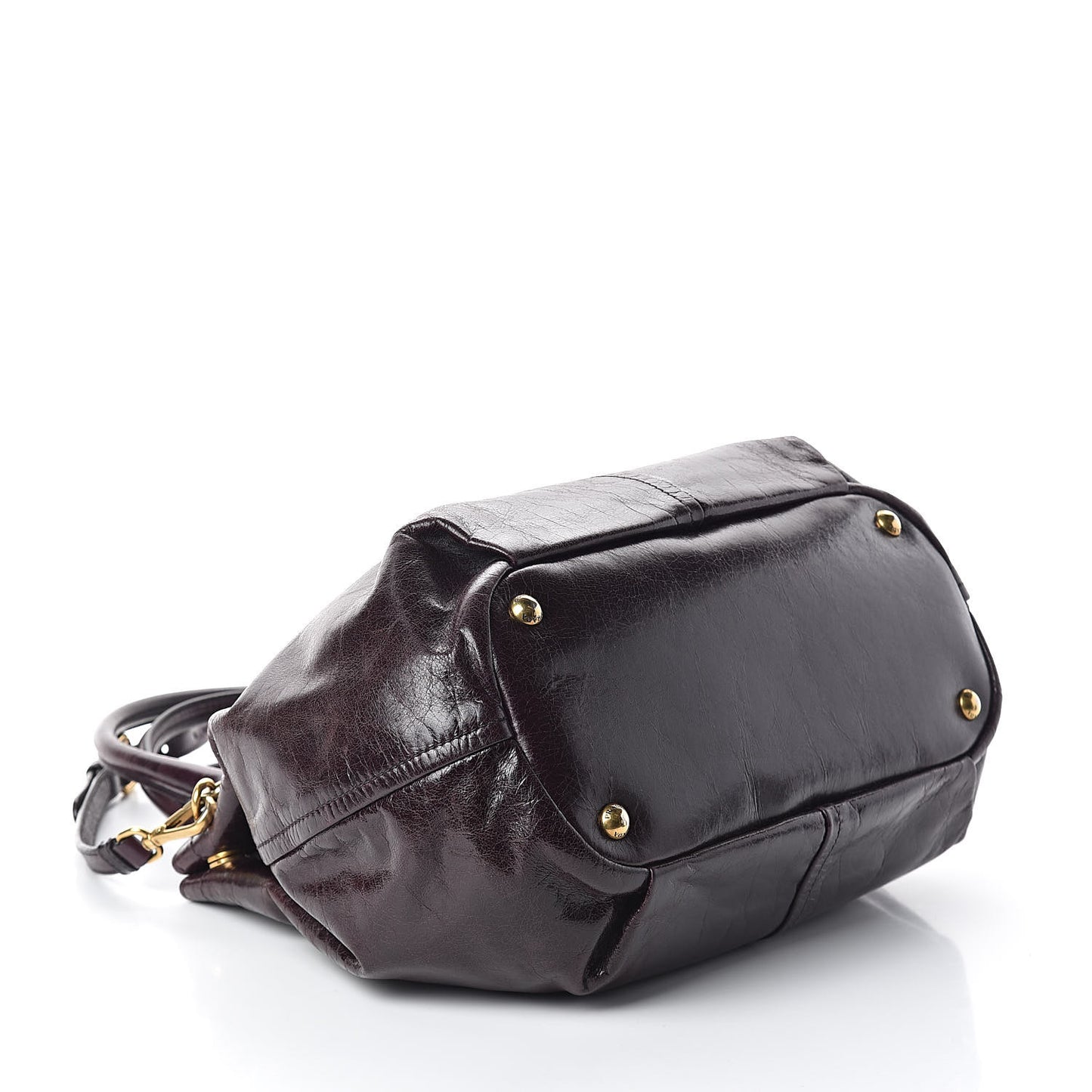 Vitello Shine Chain Tote Mosto