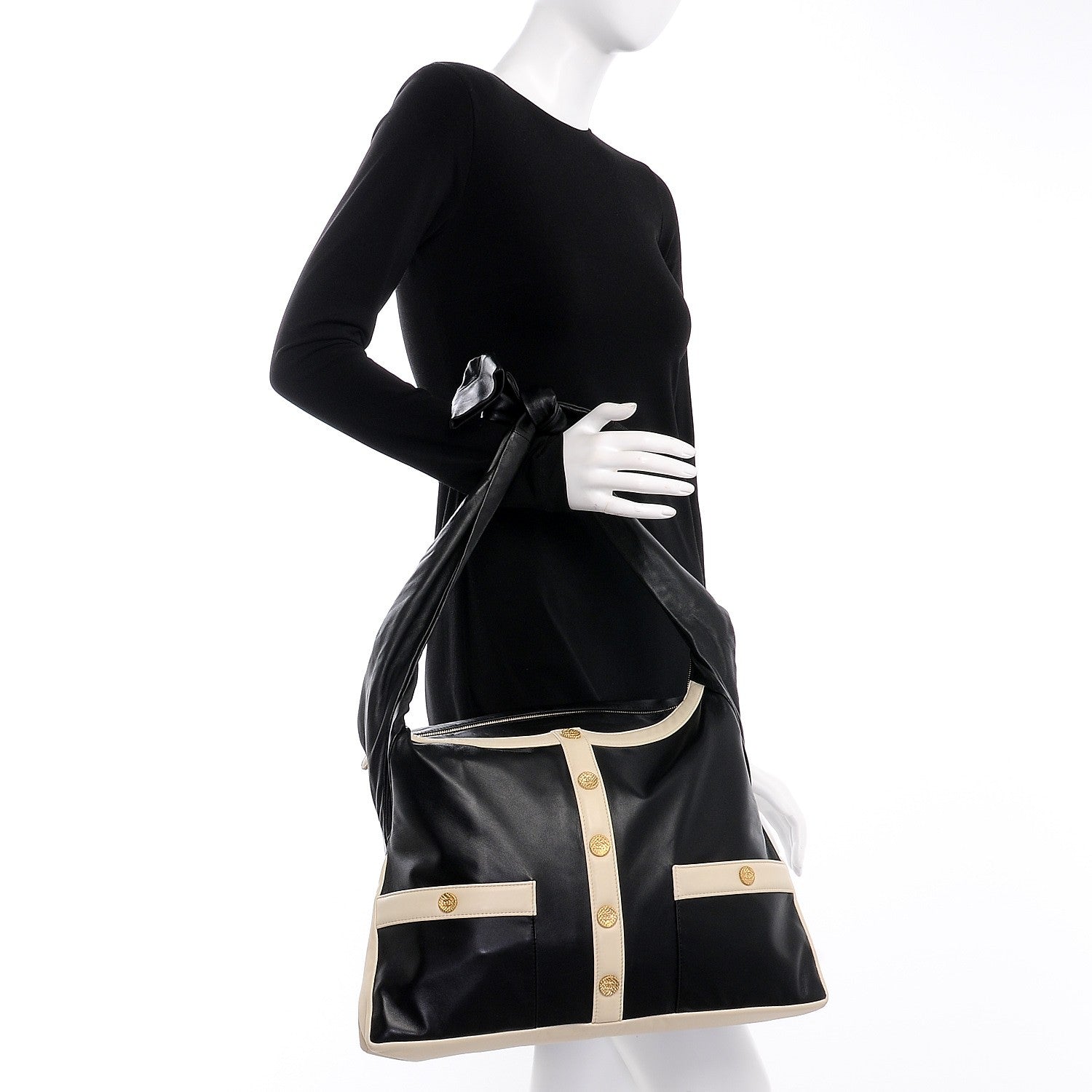 Chanel Lambskin Large Girl Bag Black Beige 2 of 7