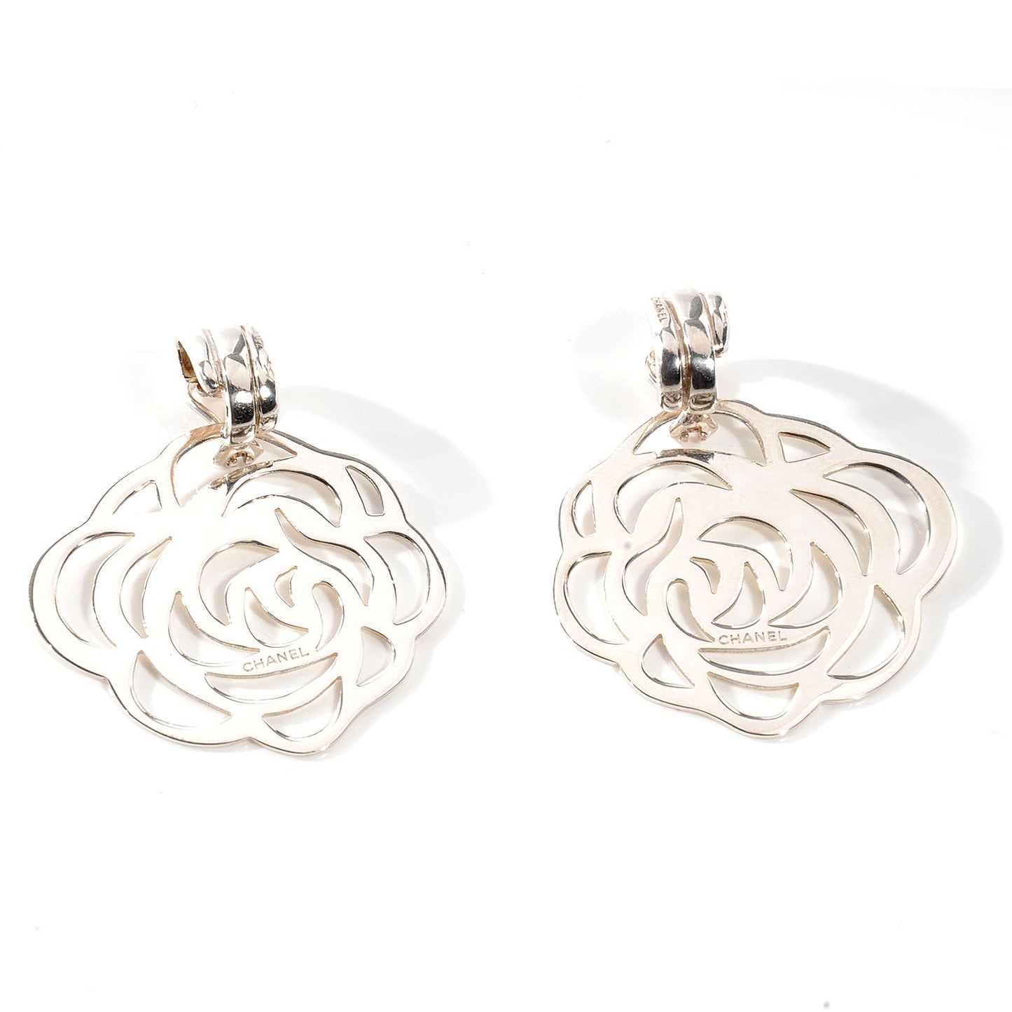 Sterling Silver Camellia Clip On Earrings