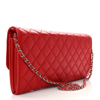 Chanel Lambskin Quilted Chain Clutch Flap Red 3 of 14