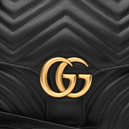 Gucci Calfskin Matelasse Sylvie Web Small GG Marmont Top Handle Shoulder Bag Black 8 of 11