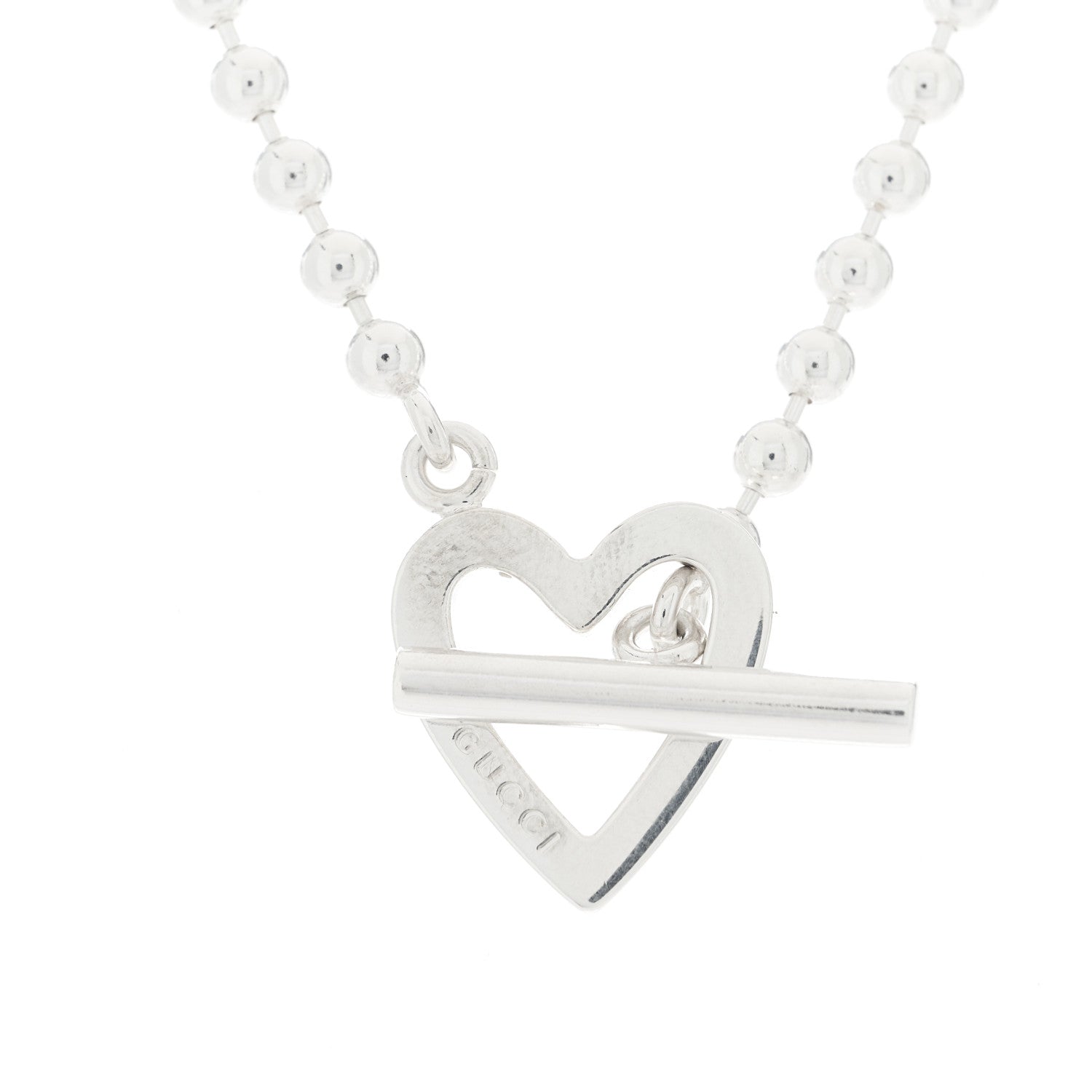 Gucci Sterling Silver Heart Toggle Necklace 4 of 5