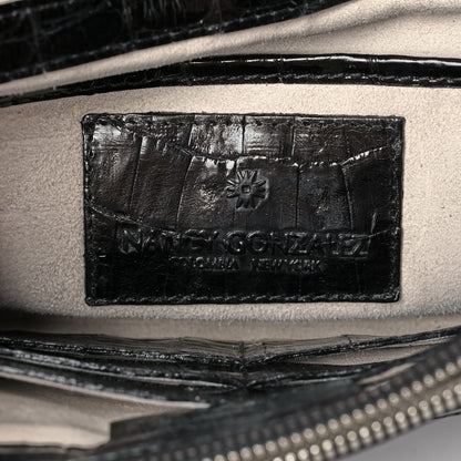 Nancy Gonzalez Crocodile Foldover Clutch Black 8 of 9