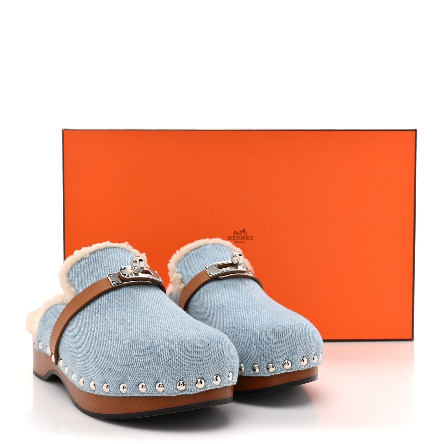 Denim Wool Carlotta Mules 35 Bleu Clair Naturel