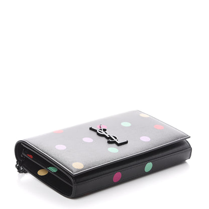 Saint Laurent Grain De Poudre Monogram Chain Wallet Black Confetti 3 of 7